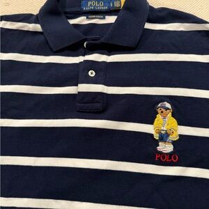 Ralph Lauren Custom Slim Fit Polo Bear in Navy and White